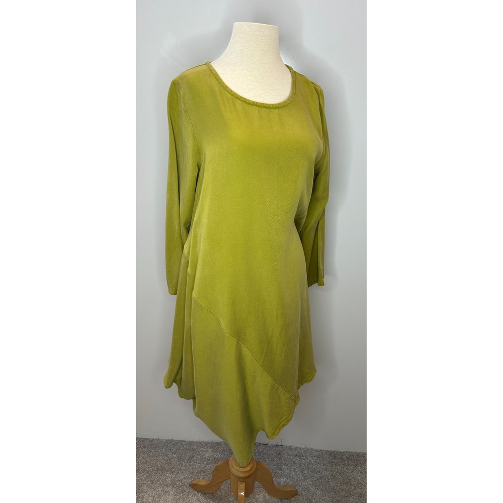 Bryn Walker Asymmetrical Hem Tencel Hi Lo Dress Small Green Minimalist Lagonlook - Picture 15 of 15
